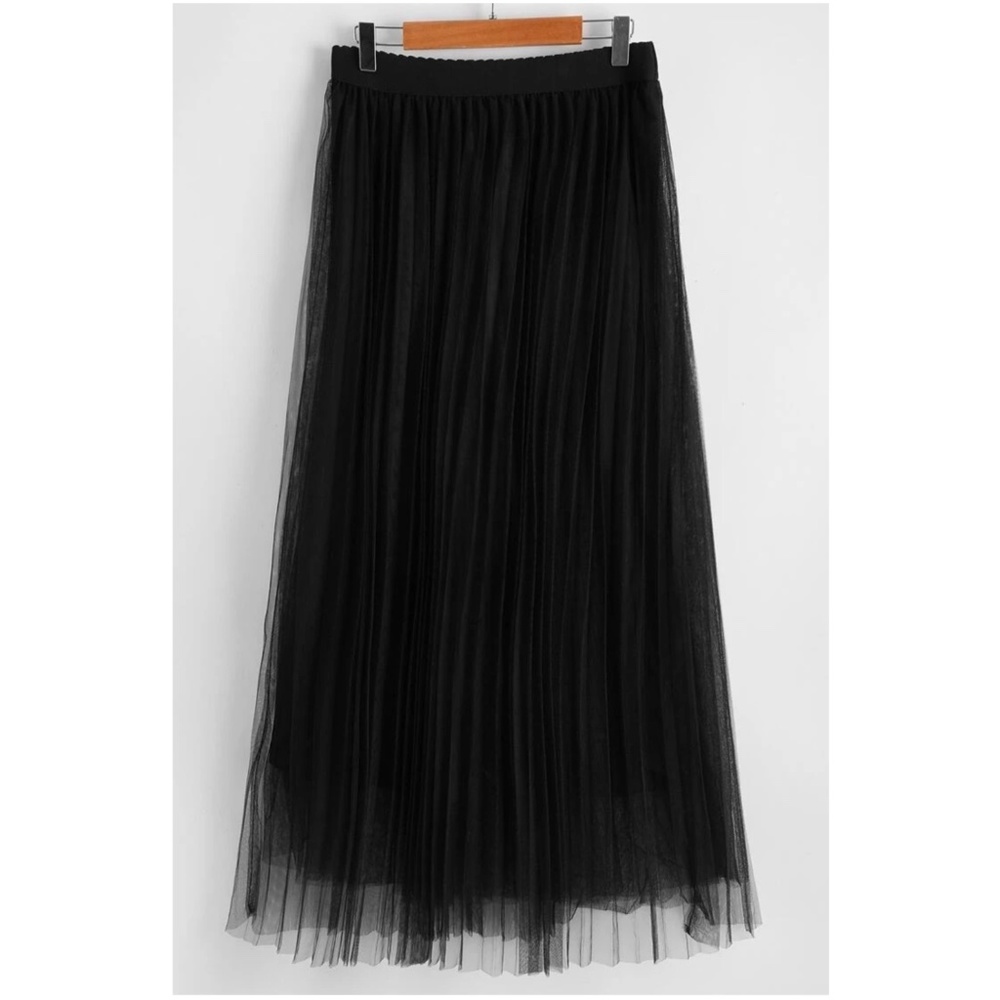 Elegant High Waisted Pleated Party Maxi Skirt - Picture 14 of 14